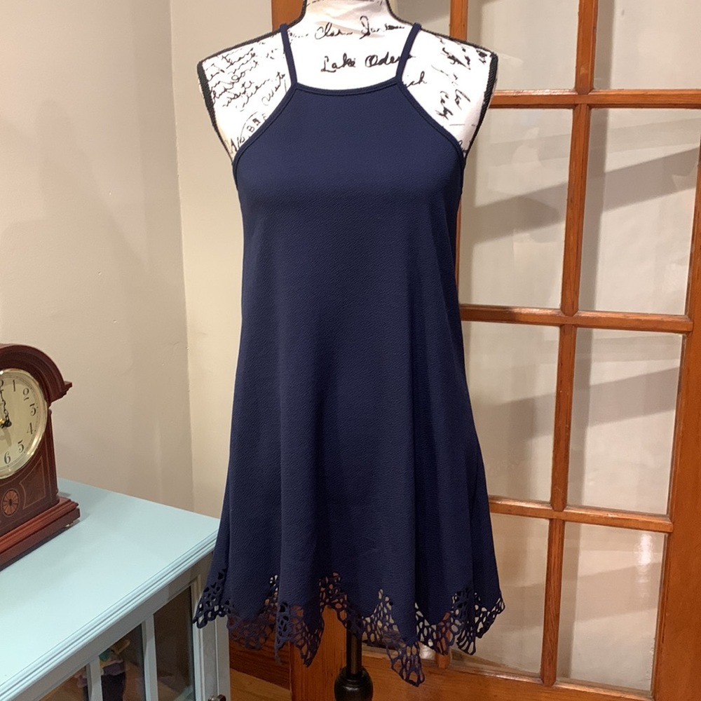 Peach Royal Spaghetti Strap Dress w/ Decorative Hem, Size M